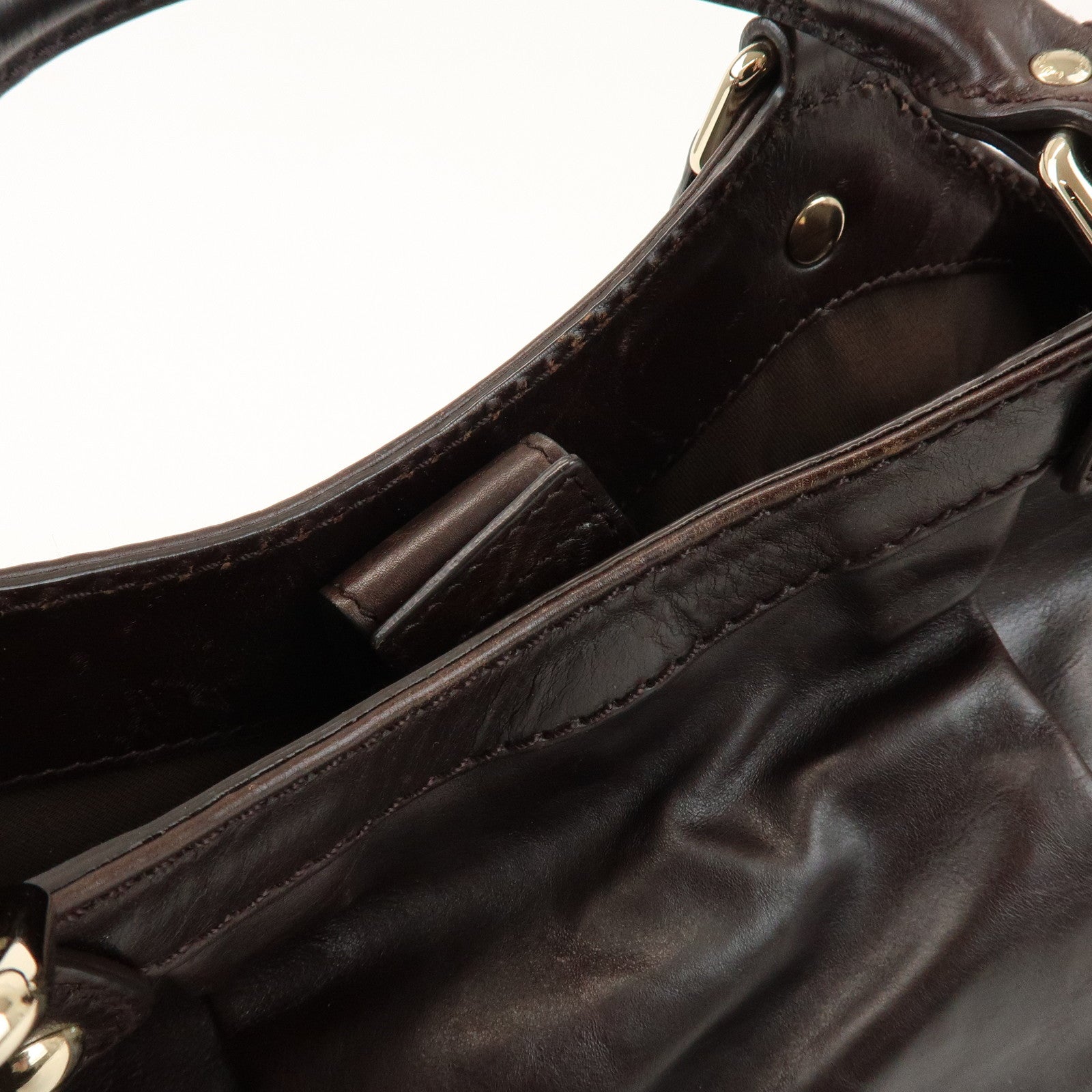 GUCCI Sukey Interlocking G Leather Tote Bag Hand Bag Brown 211944
