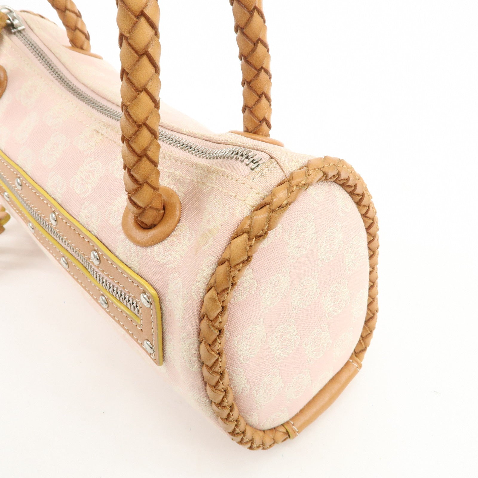 LOEWE Anagram Canvas Leather Hand Bag Boston Bag Pink Brown