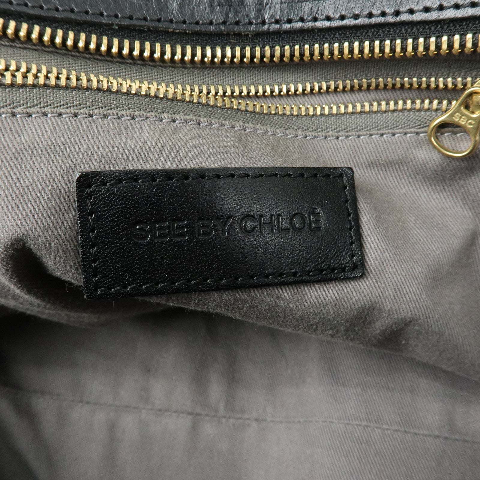 Chloe See by Chloe Leather Tote Bag Hand Bag Shoulder Bag Black