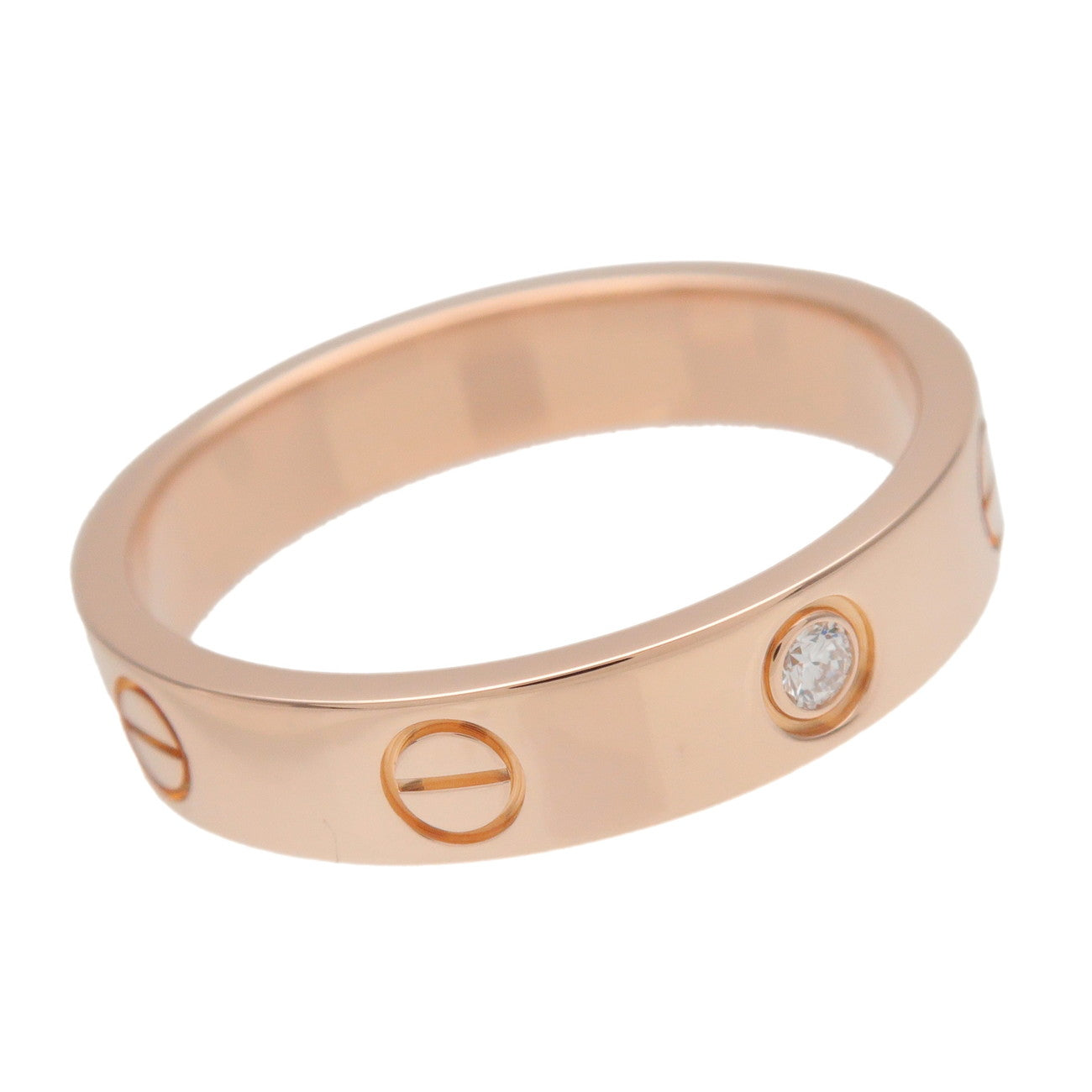 Cartier Mini Love 1P Diamond Ring K18 750PG Rose Gold #54 US7 EU54