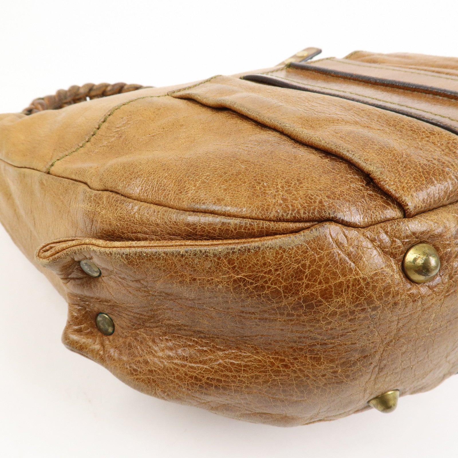 Chloe Leather Heloise Shoulder Bag Hand Bag Brown