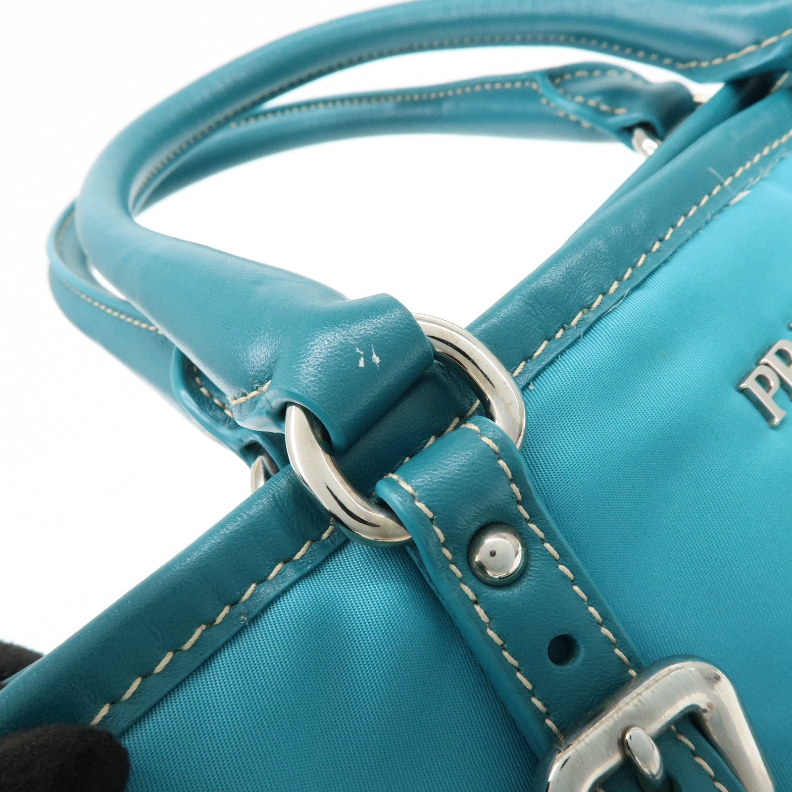Prada Nylon Leather 2Way Bag Hand Bag Shoulder Bag Blue