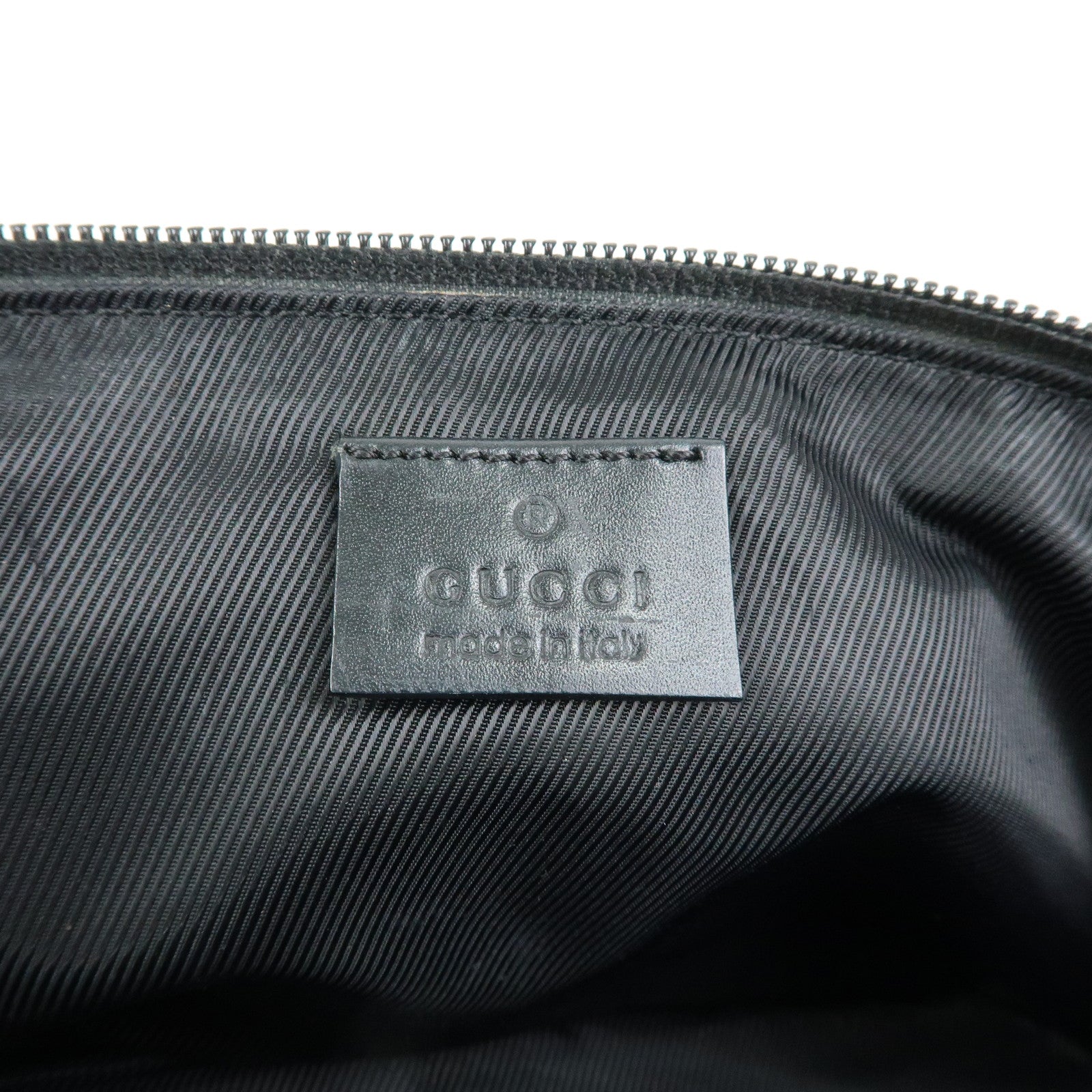 GUCCI Boat Bag GG Canvas Leather Hand Bag Pouch Black 0391103