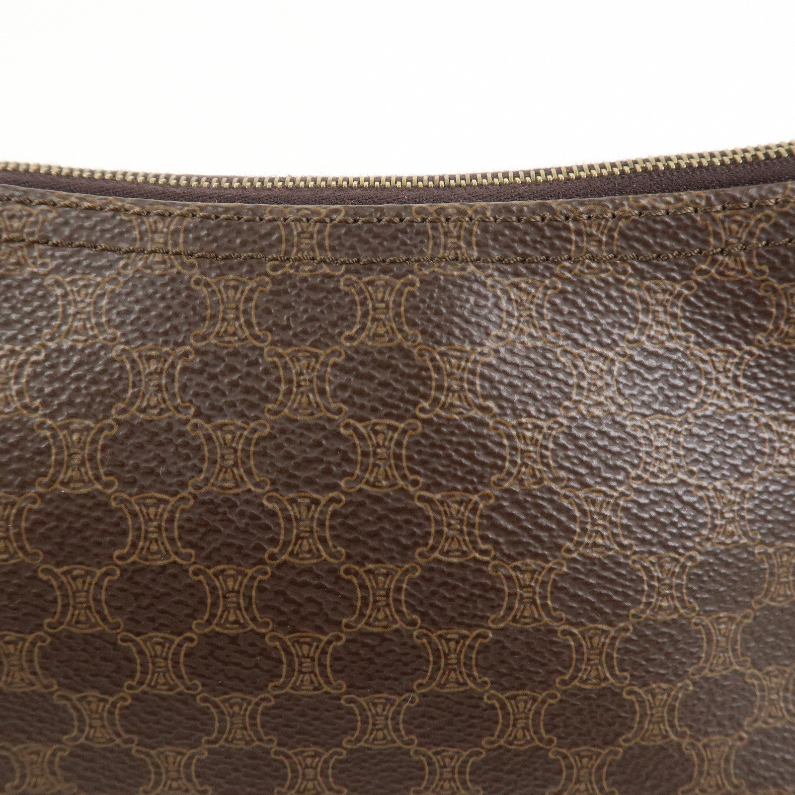 CELINE Macadam Logo PVC Leather Shoulder Bag Hand Bag Brown