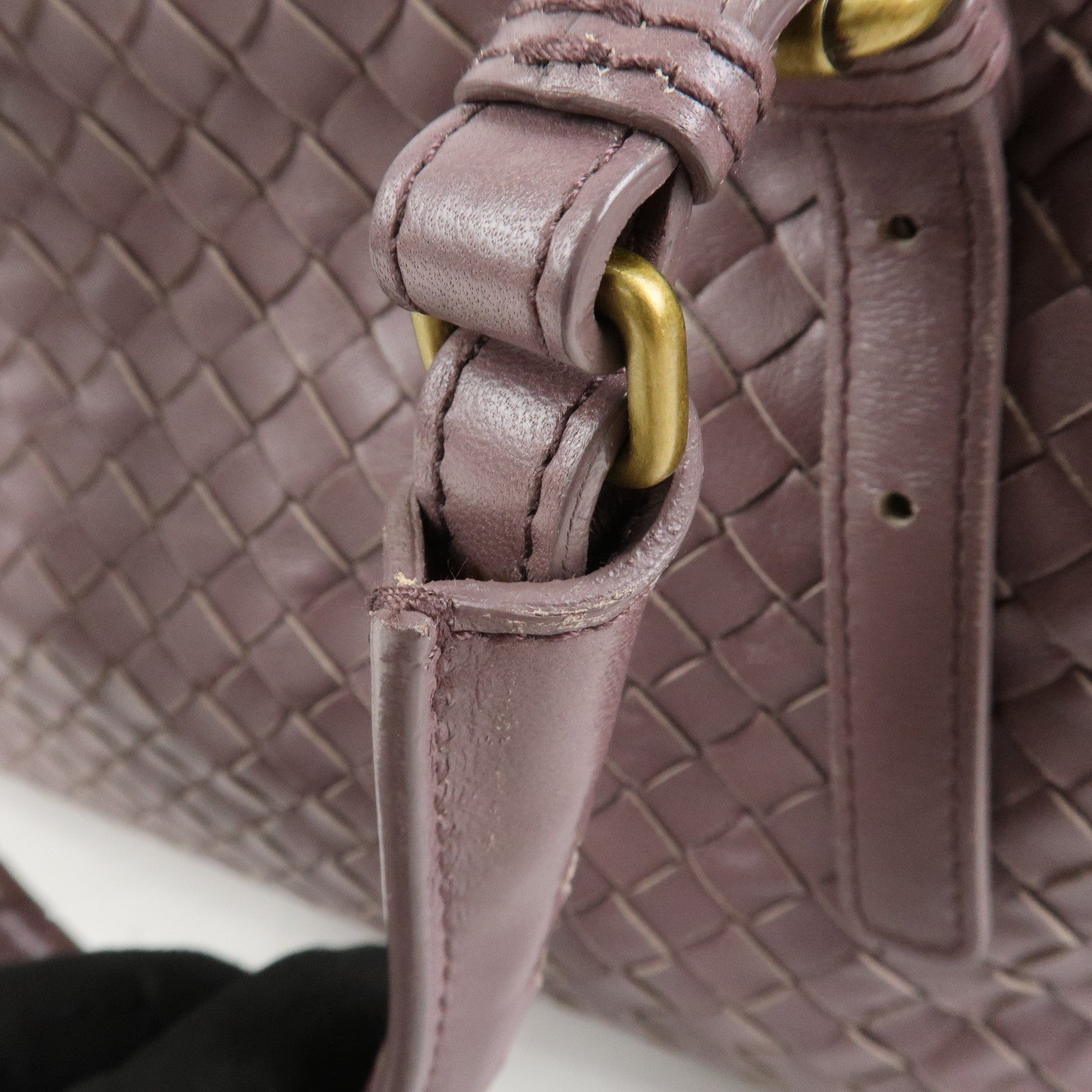 BOTTEGA VENETA Intrecciato Leather Boston Bag Purple 173398