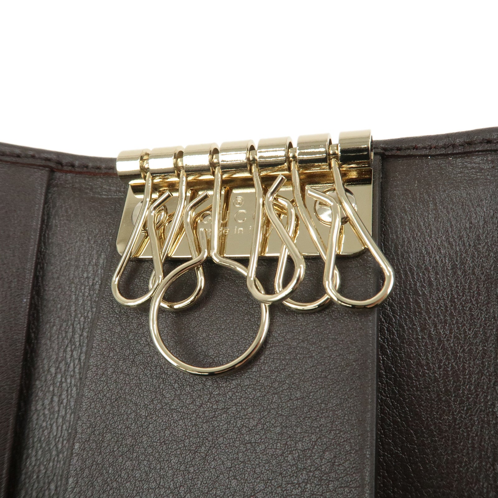 GUCCI Sukey GG Canvas Leather 6 Ring Key Case Beige Brown 282432