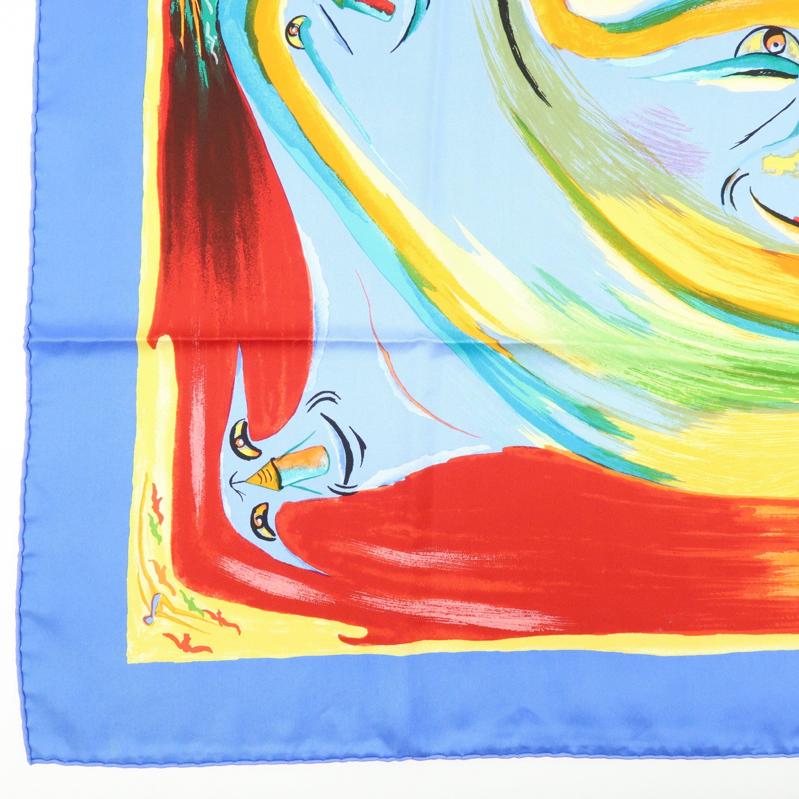 HERMES Carre 90 Silk 100% Scarf Smiles in Third Millenary Blue