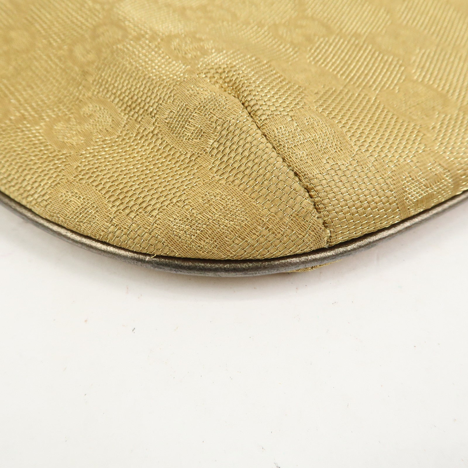 GUCCI GG Canvas Leather Shoulder Bag Hand Bag Gold 005・0813