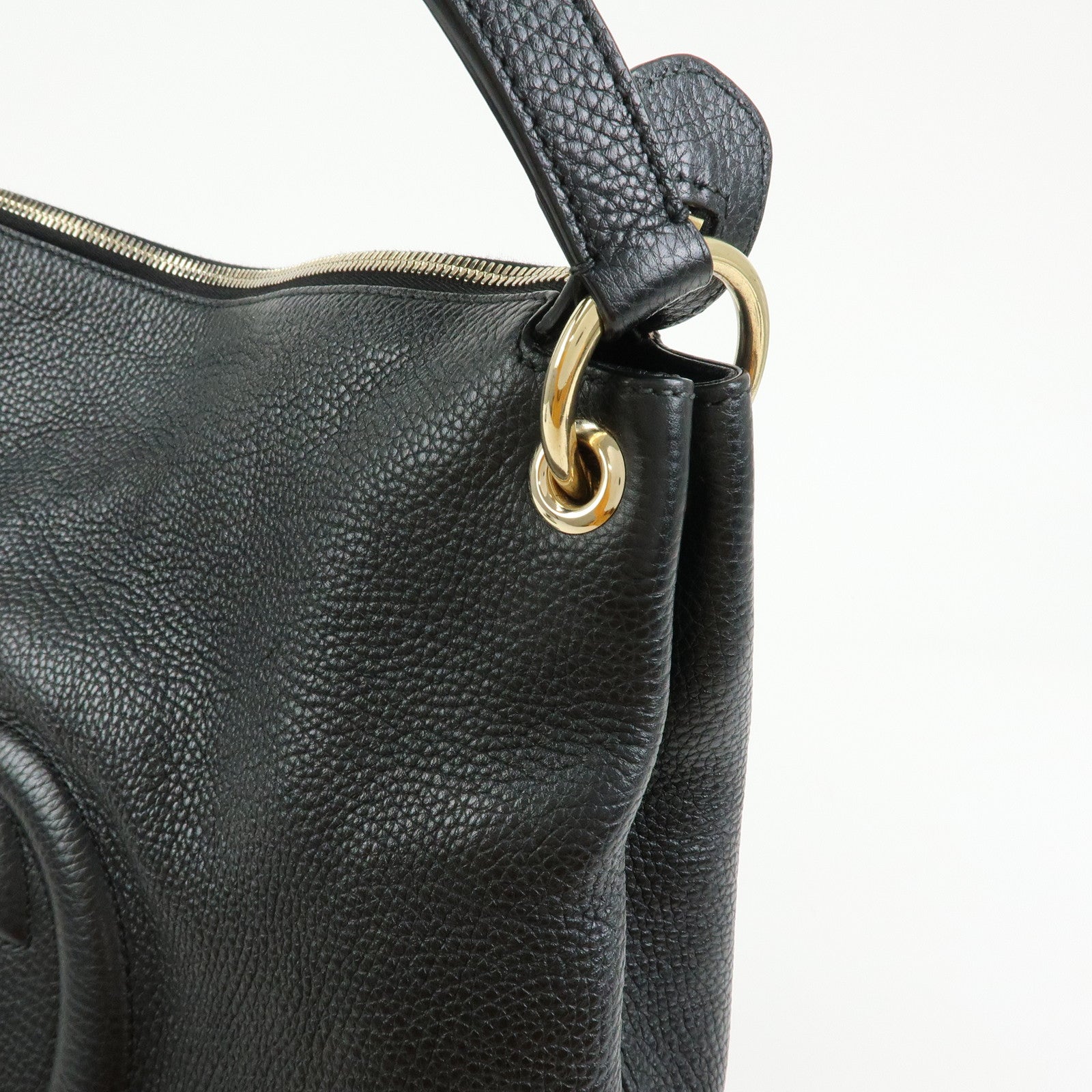 GUCCI Interlocking G Soho Leather 2Way Bag Hand Bag Black 536194