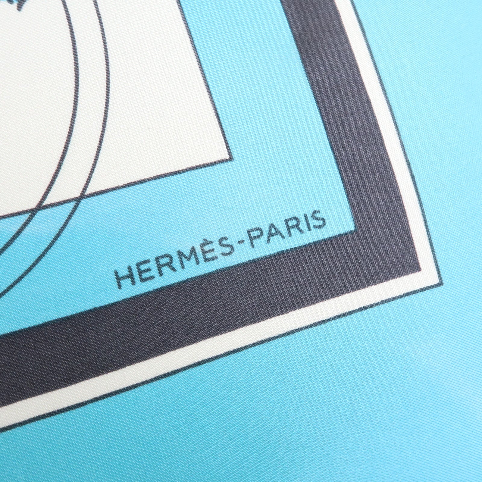 HERMES Carre 90 silk 100% Scarf Ex-Libris light Blue