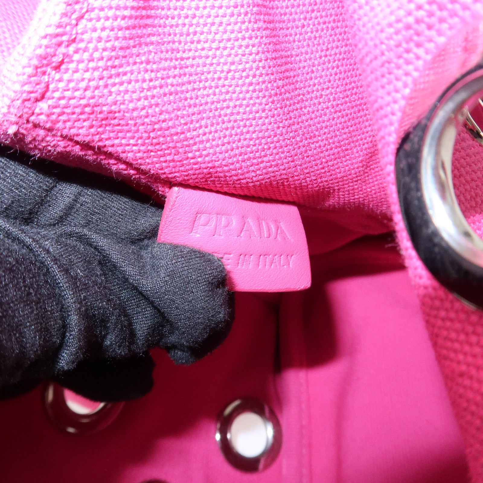 PRADA Grommet Canapa Mini Canvas 2Way Bag Hand Bag Pink 1BG439