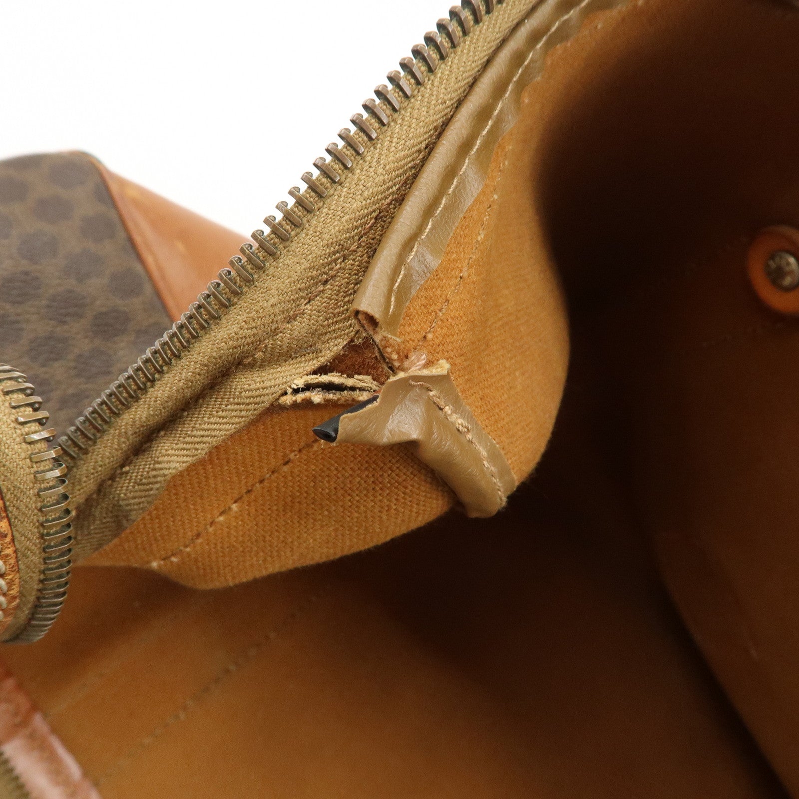 CELINE Macadam PVC Leather Boston Bag Travel Bag Brown