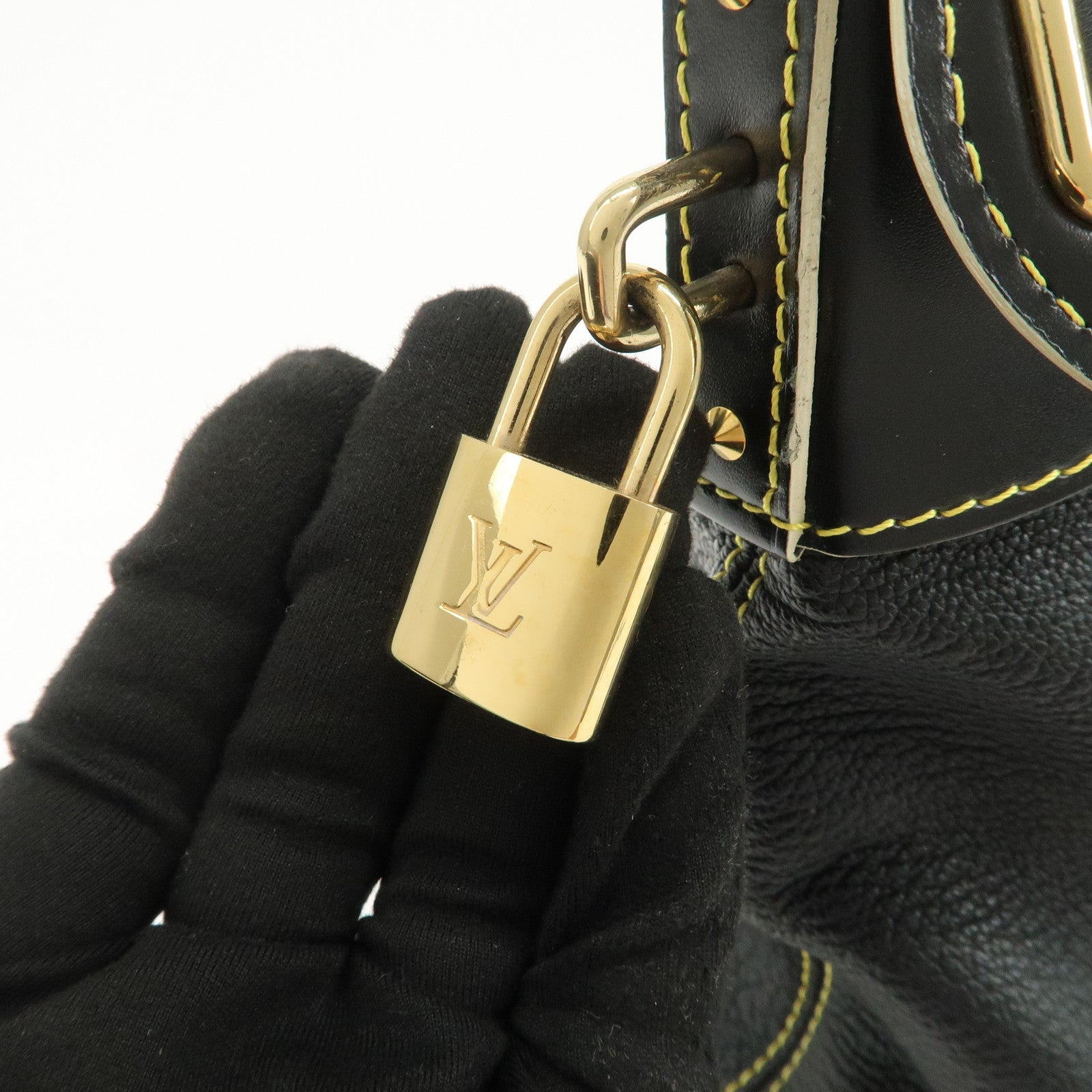 Louis Vuitton Suhari Leather Lock It MM Hand Bag Noir Black M91875