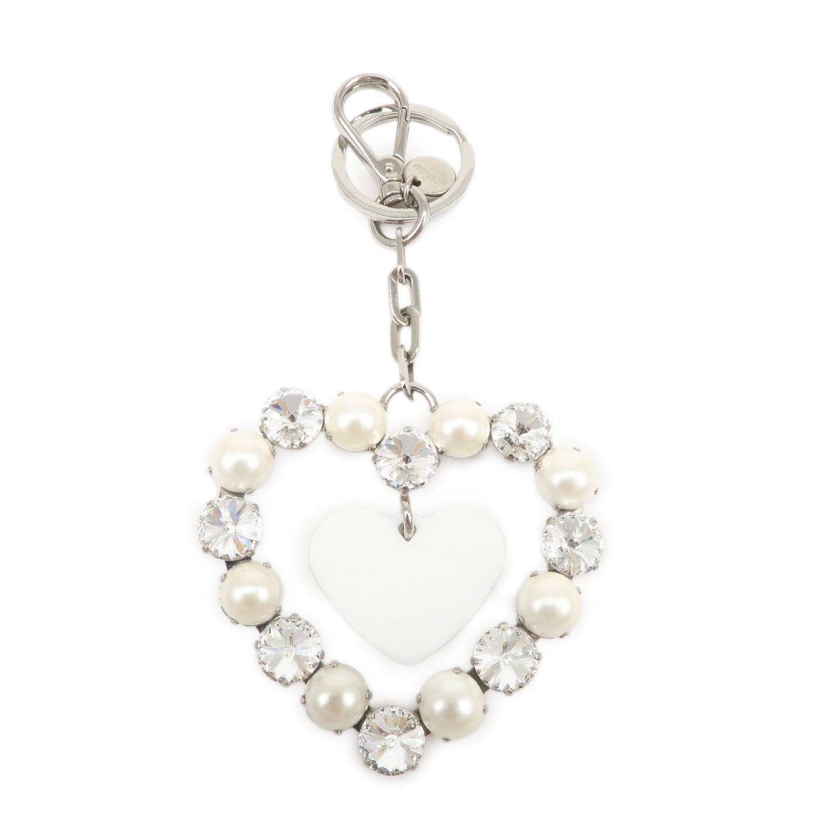 MIU MIU Metal Rhinestone Imitation Pear Heart Bag Charm Key Chain