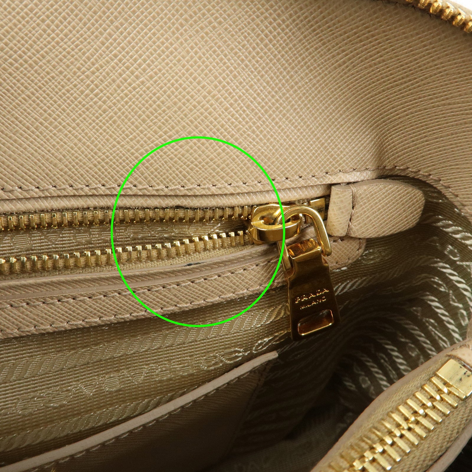 PRADA Triangle Logo Saffiano Leather 2Way Shoulder Bag Beige BL0837