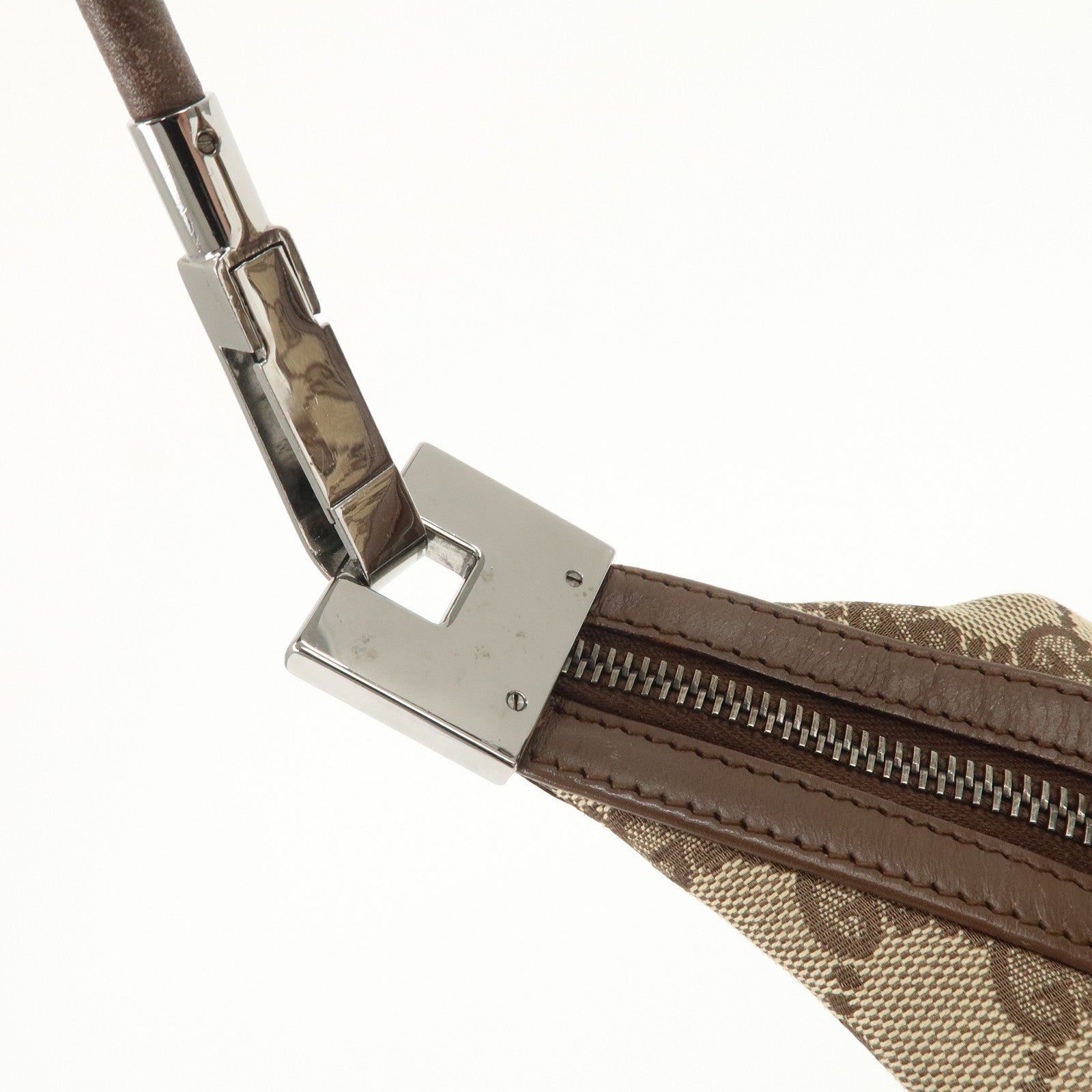 GUCCI GG Canvas Leather Shoulder Bag Beige Brown 203419 Used