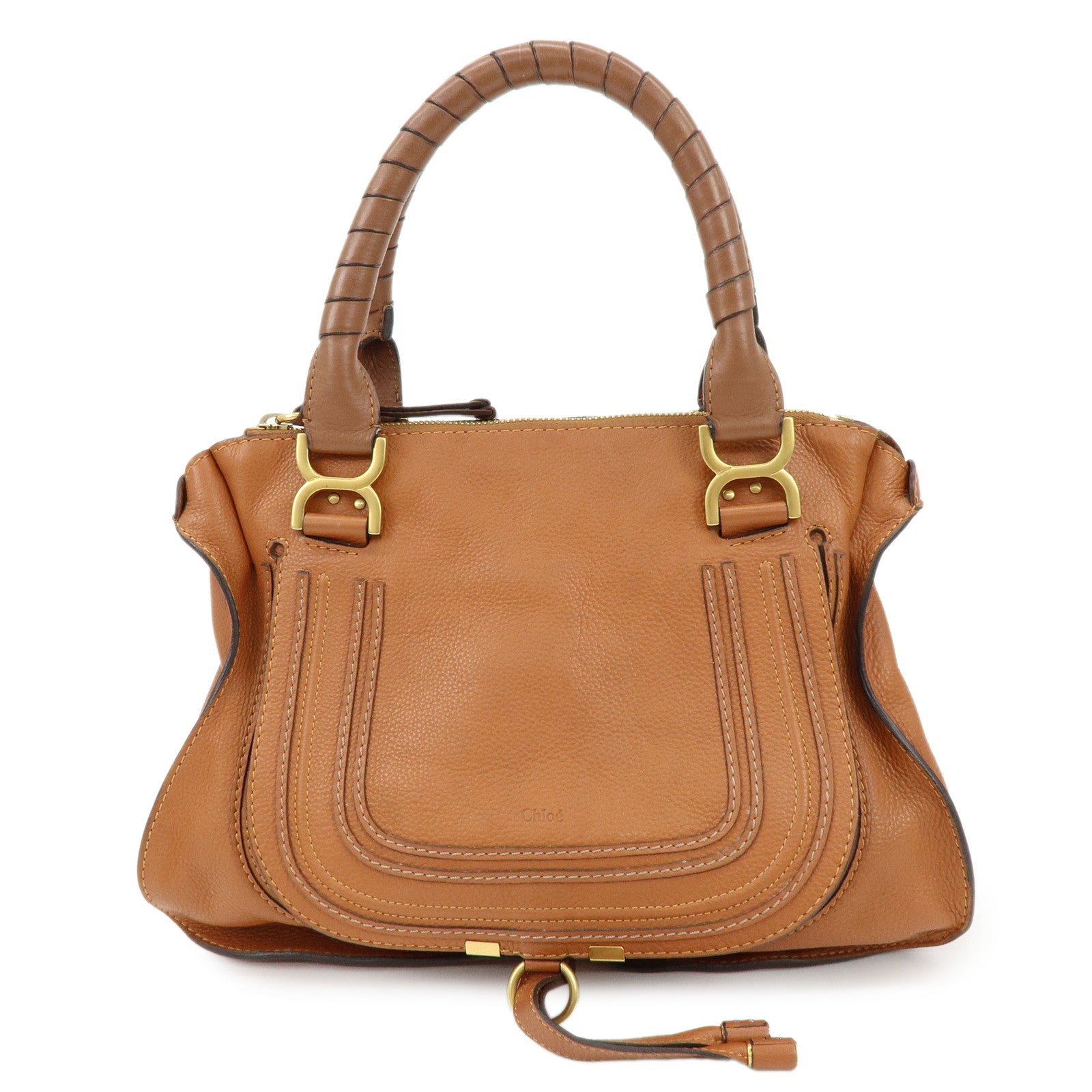 Chloe Marcie Leather Tote Bag Hand Bag Shoulder Bag Brown