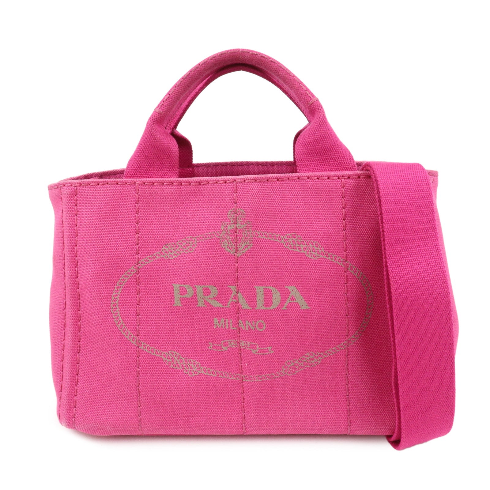 PRADA Canvas Canapa Mini 2Way Bag Hand Shoulder Bag Pink B2439G