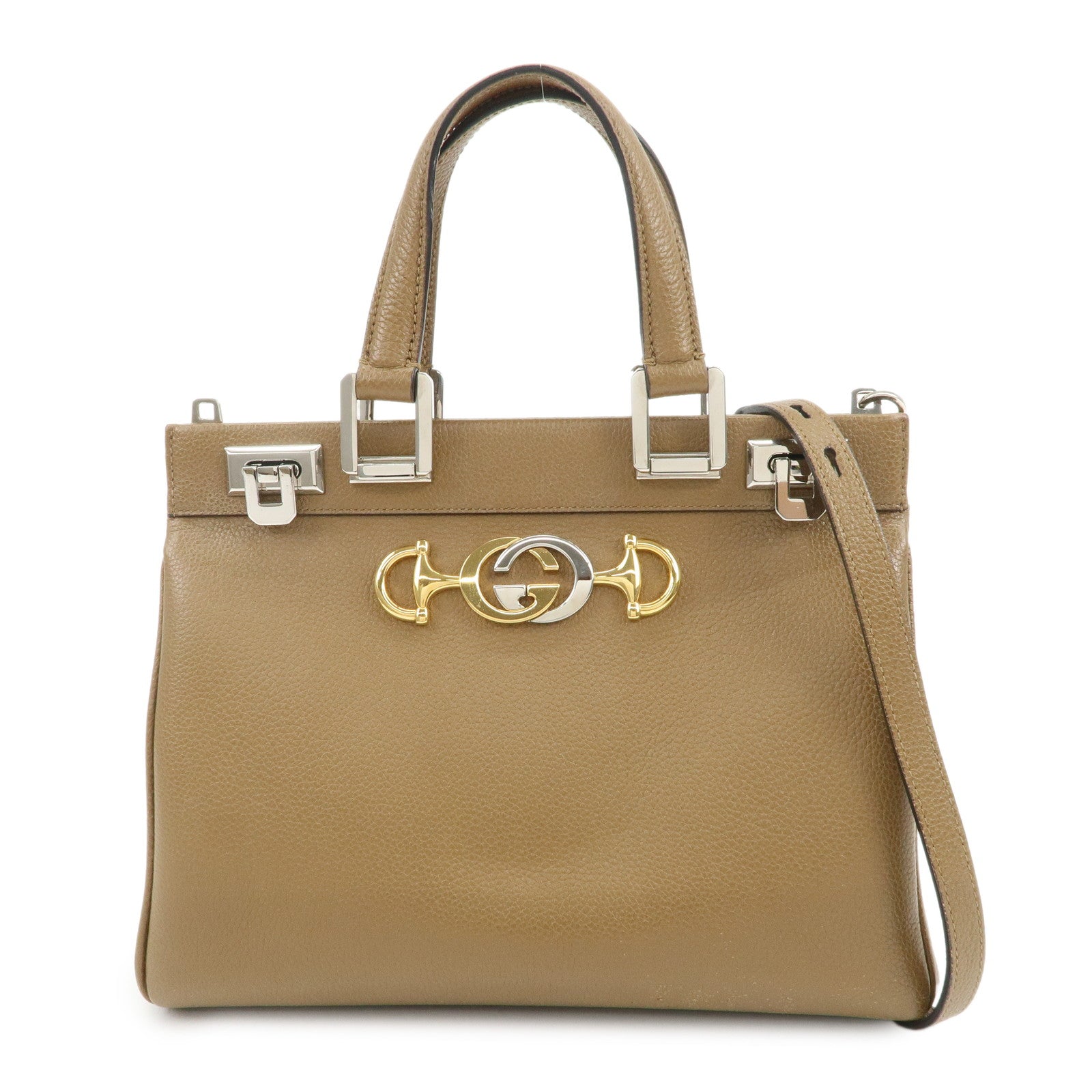 GUCCI Zumi Leather 2Way Bag Hand Bag Shoulder Bag Brown 569712