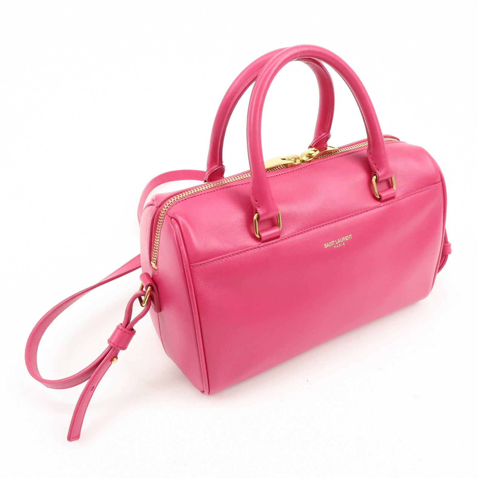 SAINT LAURENT PARIS BABY DUFFLE Leather 2WAY Bag Pink 330958