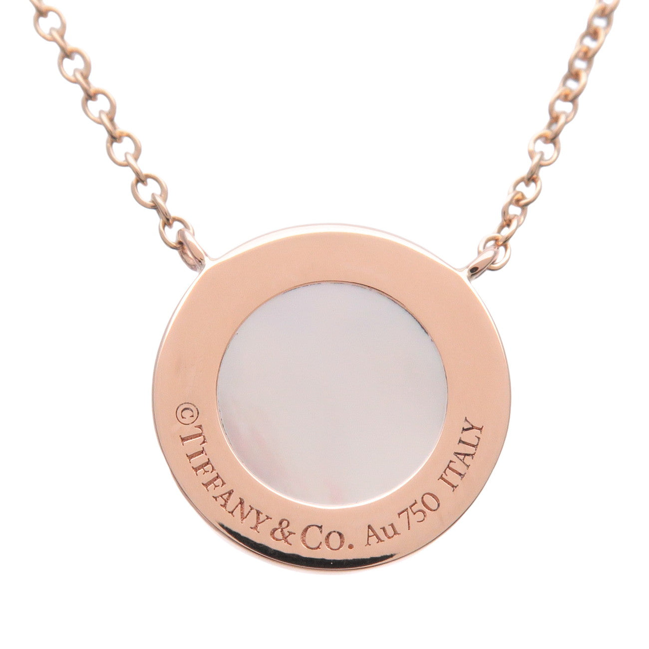 Tiffany & Co T to Circle Shell Necklace K18 750PG Rose Gold