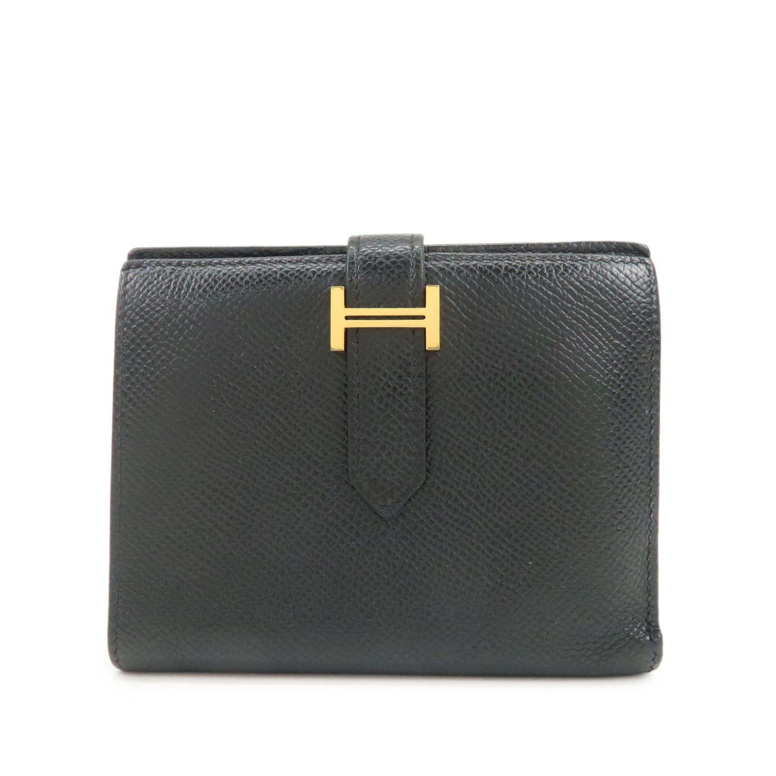 HERMES Bearn Mini Veau Epsom Bi-fold Compact Wallet Z Stamped Black