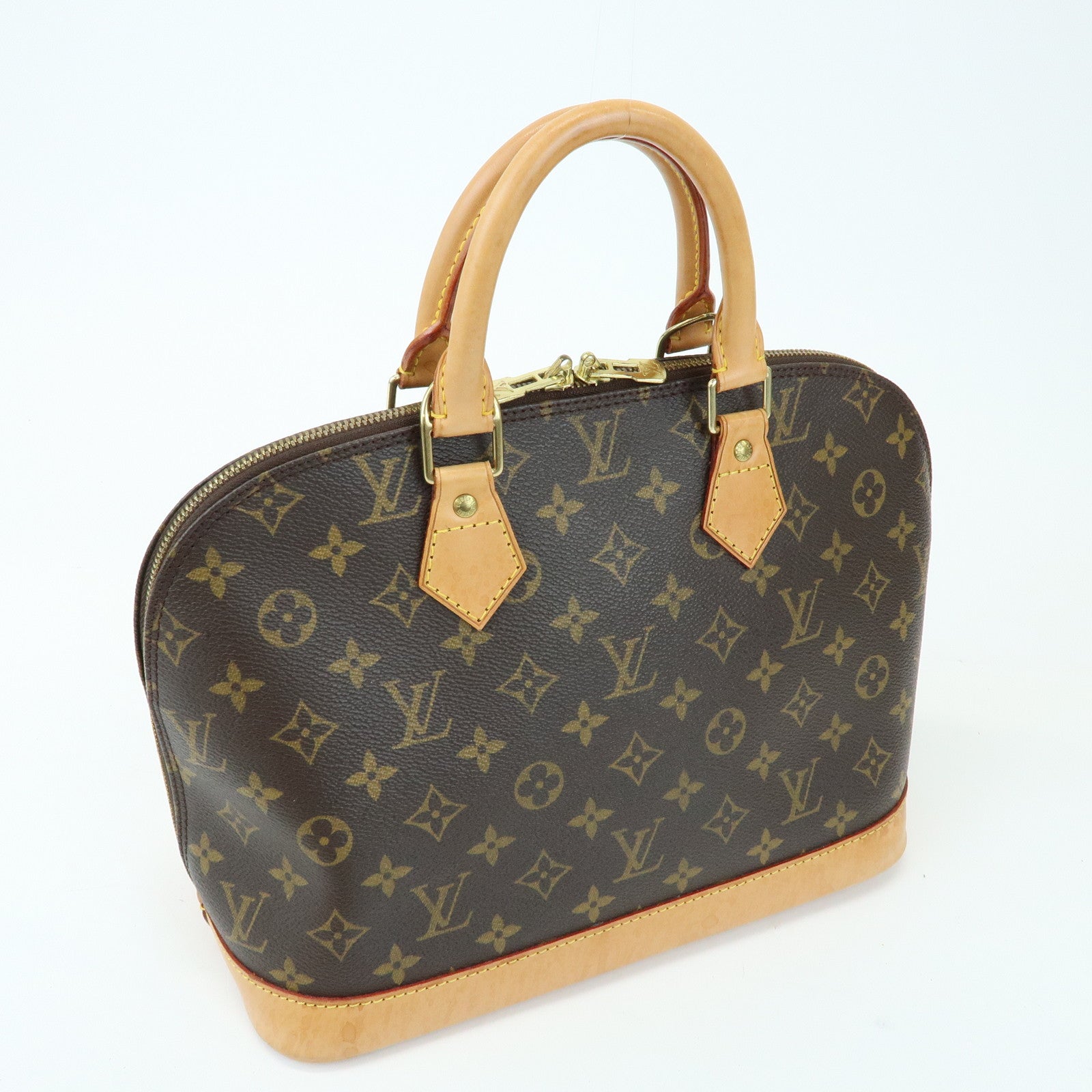 Louis Vuitton Monogram Alma Canvas Leather Hand Bag Brown M51130