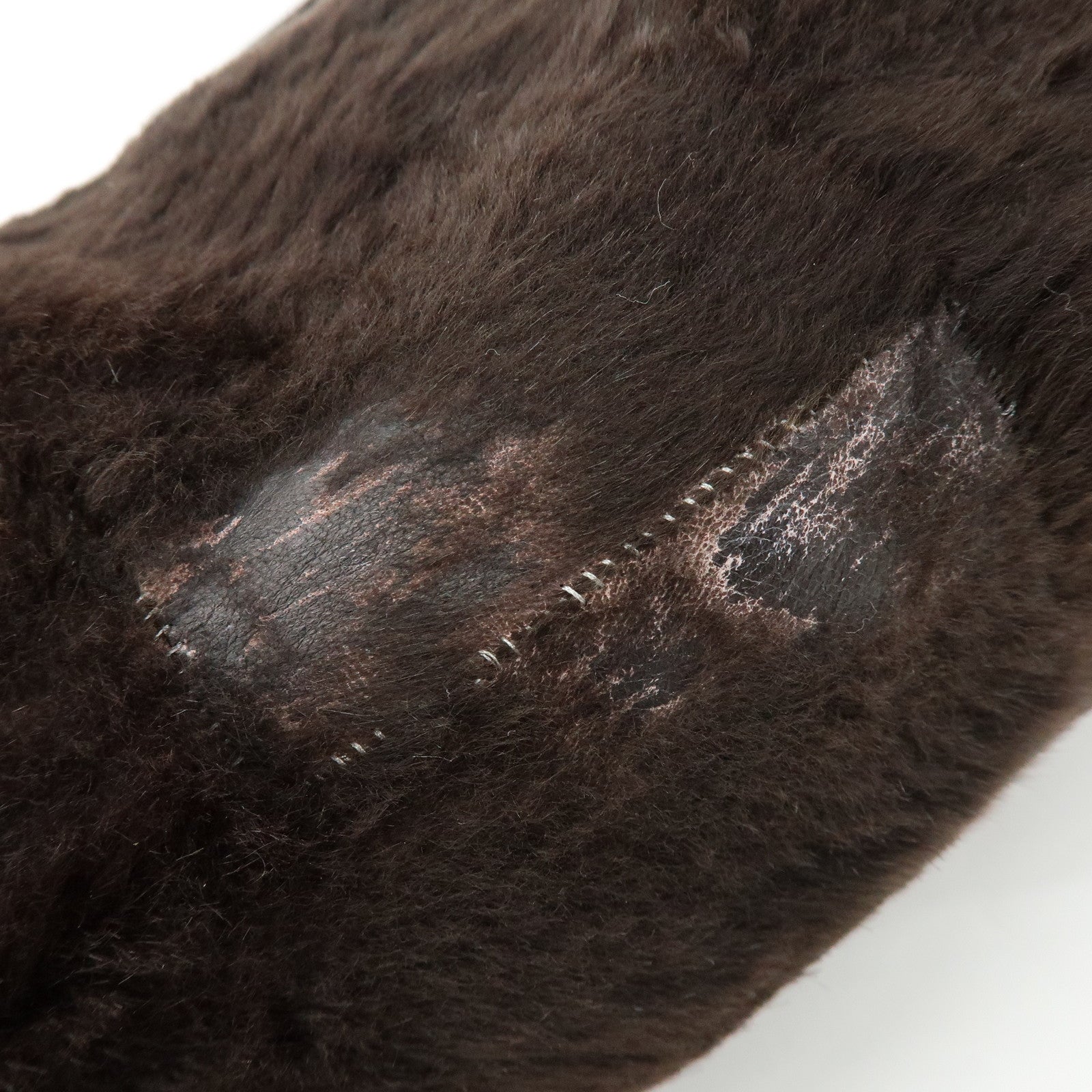 LOEWE Fur Nappa Leather Hand Bag Dark Brown