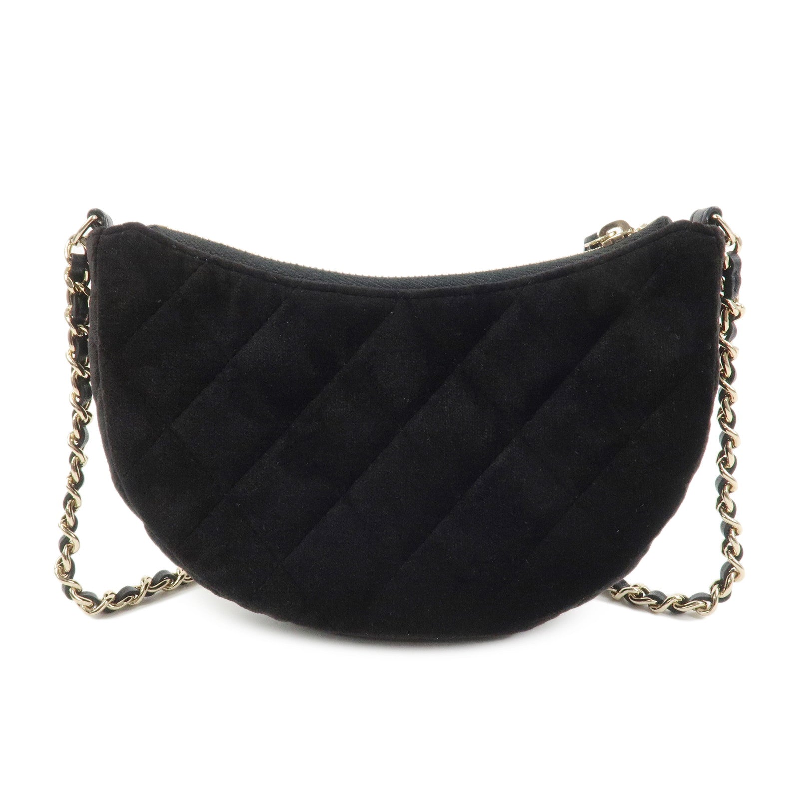 CHANEL Matelasse COCO Mark Velvet Leather Chain Shoulder Bag Black