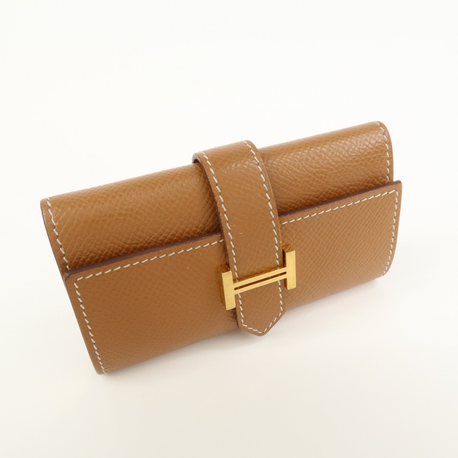 HERMES Logo Veau Epsom Leather Bearn Key Case Key Holder Z Stamped
