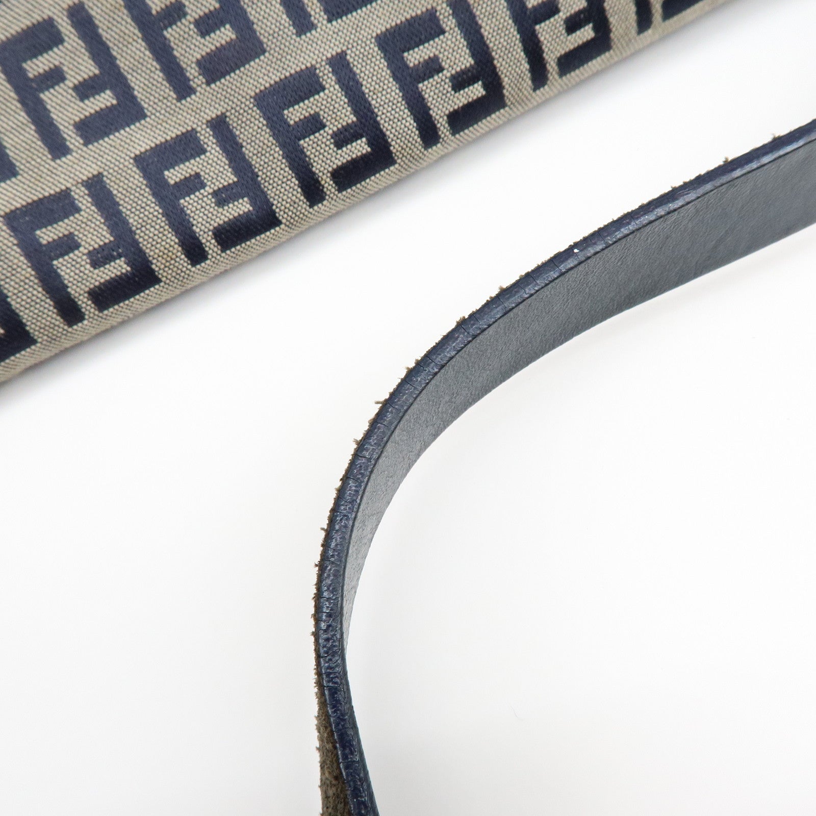 FENDI Mamma Baguette Zucchino Canvas Leather Shoulder Bag 26325