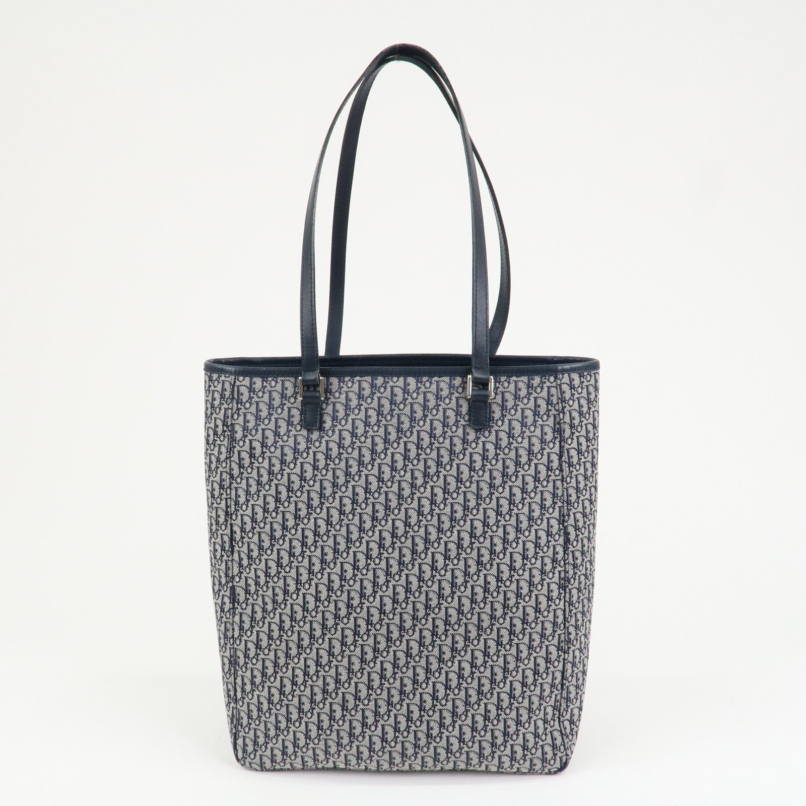 Christian Dior Trotter Canvas Leather Tote Bag Shoulder Bag Navy