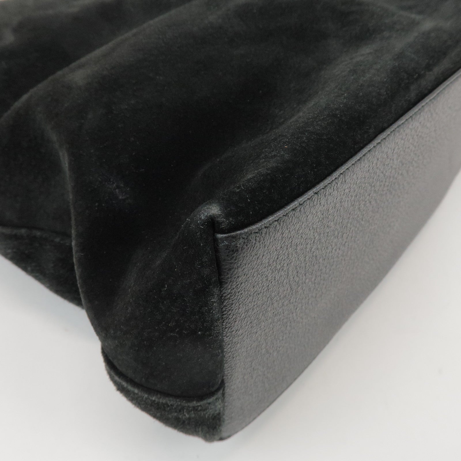 GUCCI Bamboo Suede 2Way Bag Hand Bag Shoulder Bag Black 0022122