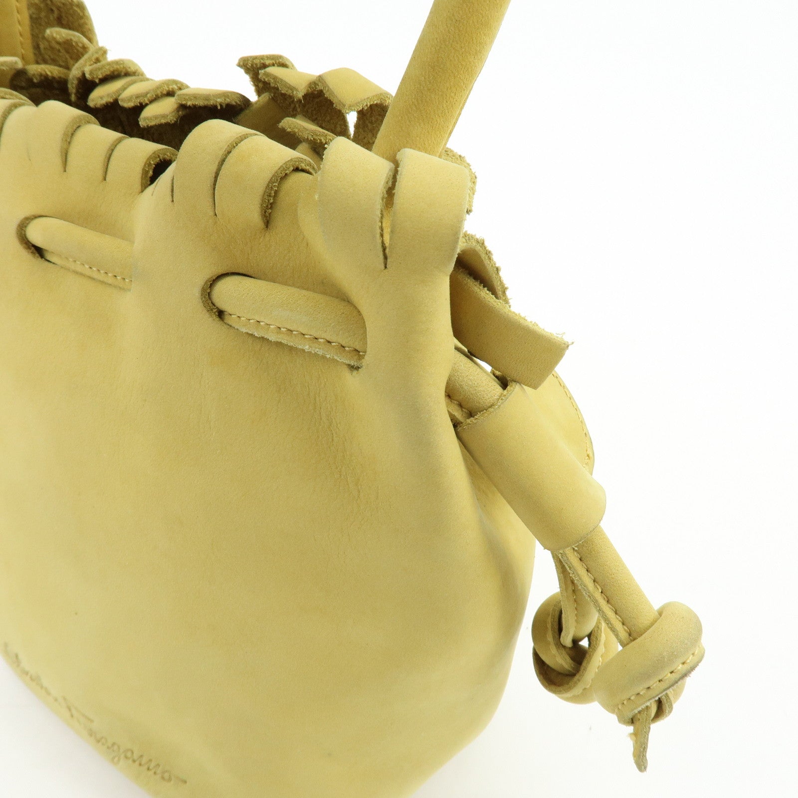 Ferragamo Suede Small Drawstring Hand Bag Yellow