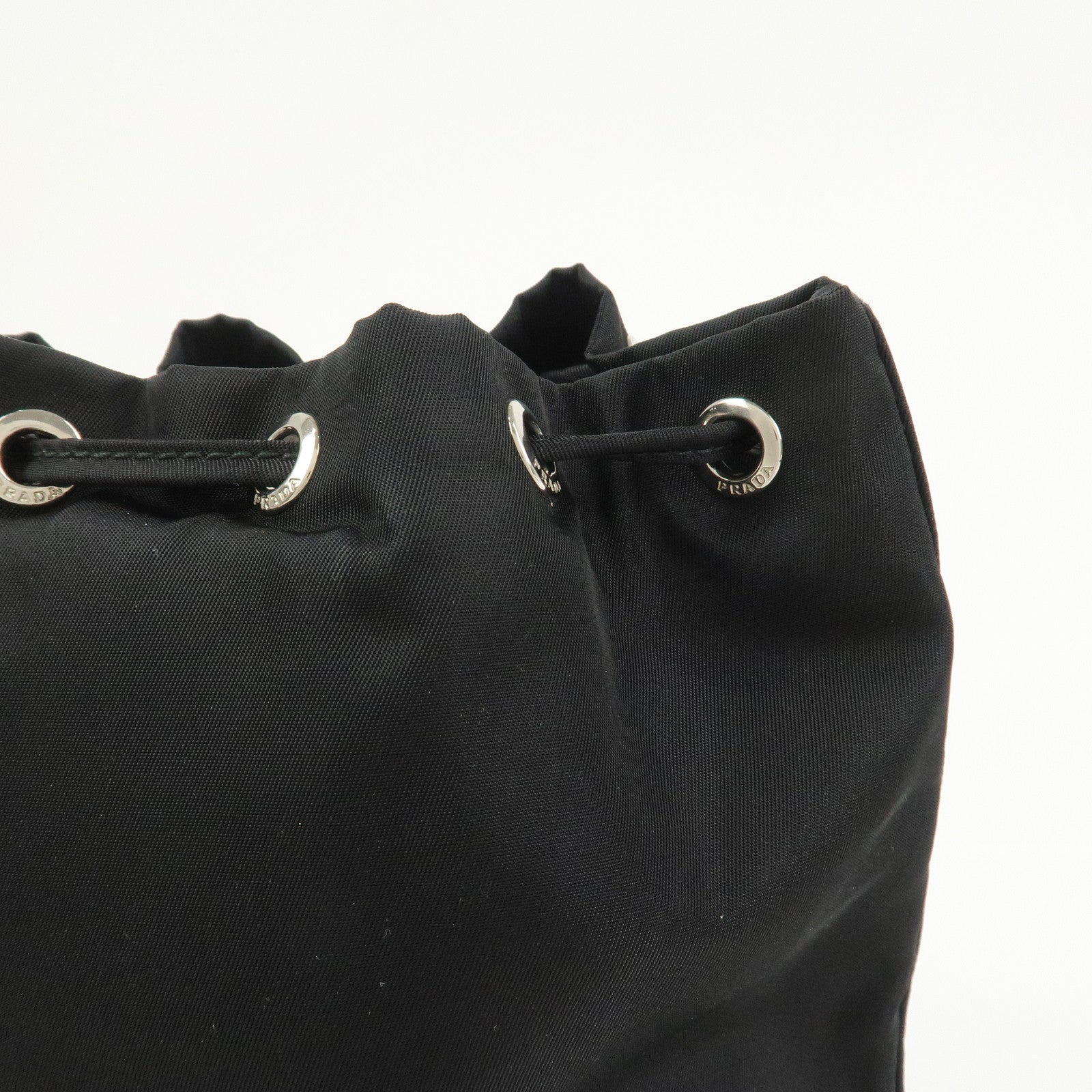 PRADA Nylon Saffiano Leather Cosmetic Makeup Pouch Black 1NA369