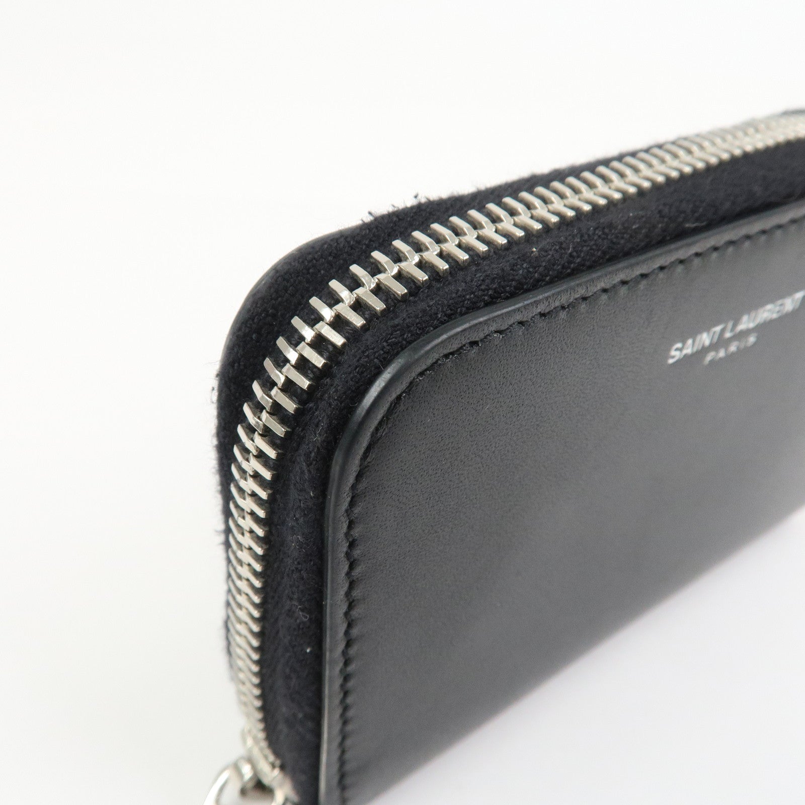 SAINT LAURENT PARIS Leather Coin Case Coin Wallet Black 506522