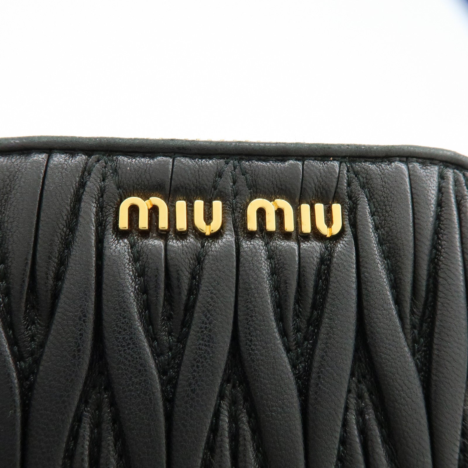 MIU MIU Matelasse Nappa Leather Compact Wallet Black 5MM268