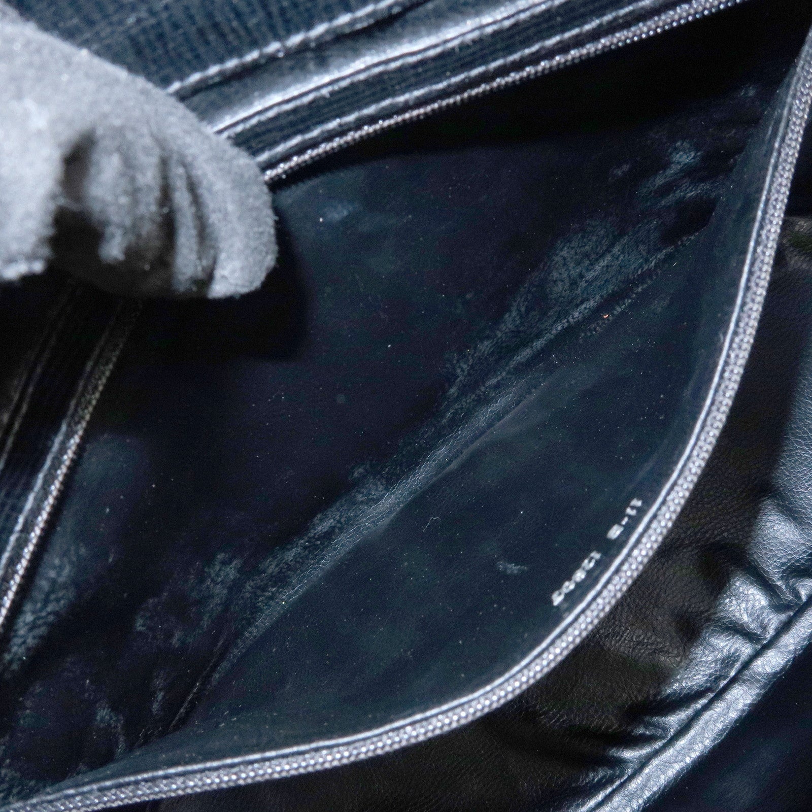 FENDI Top Handle Leather Suede Hand Bag Black 12897