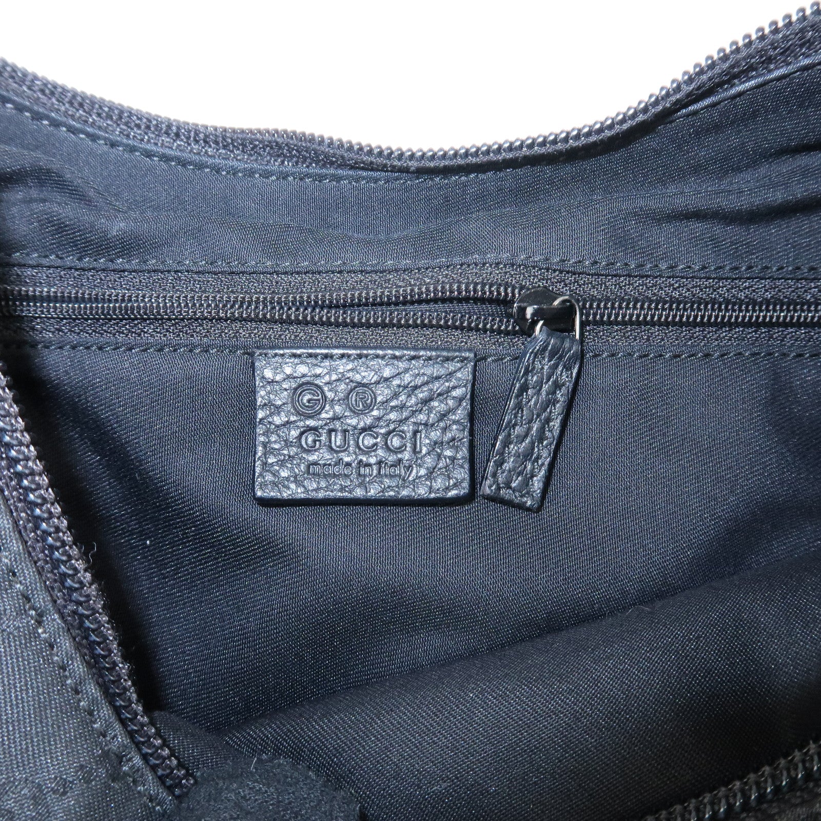 GUCCI GG Nylon Leather Shoulder Bag Hand Bag Black 179776 Used