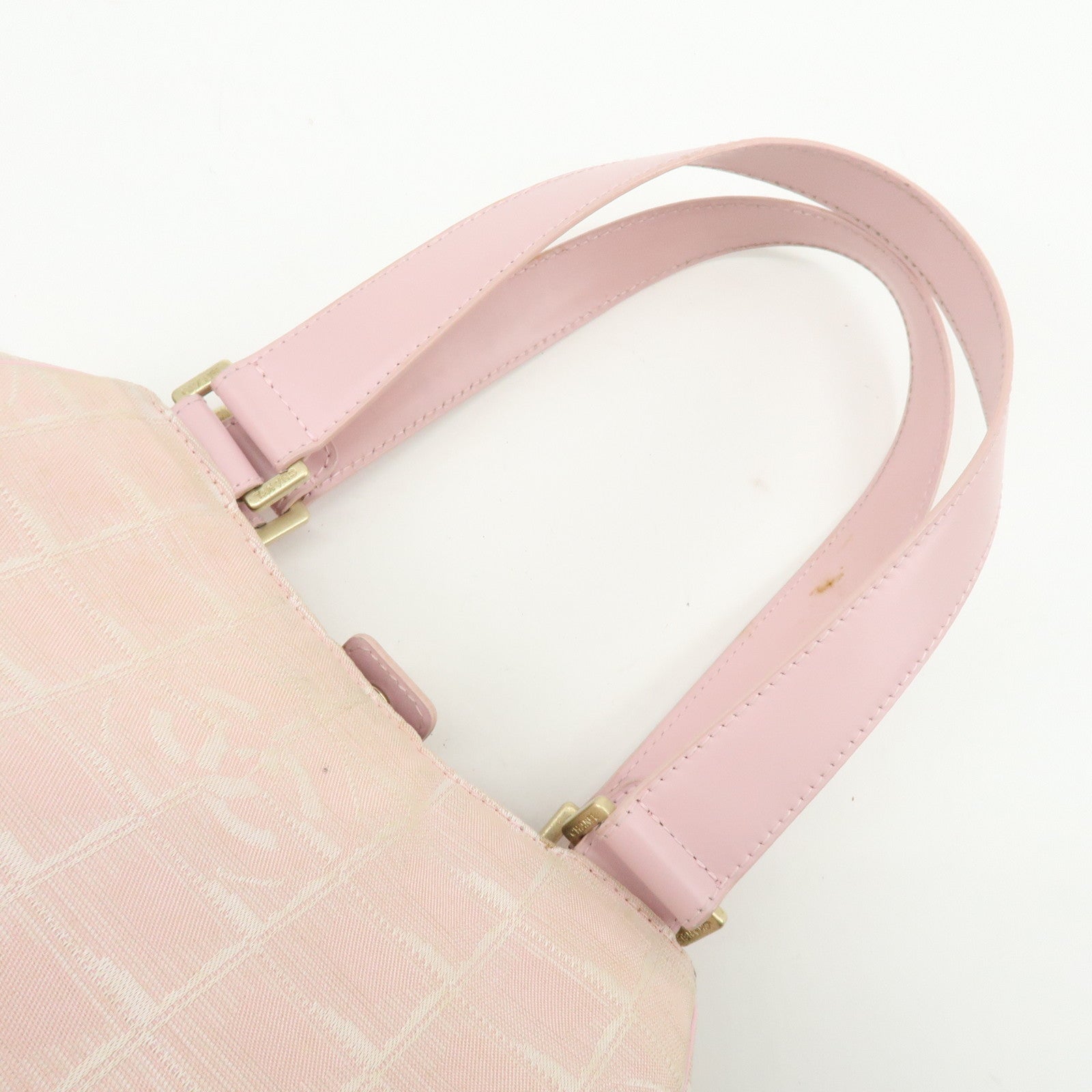 CHANEL New Travel Line Nylon Jacquard Leather Tote Bag Pink