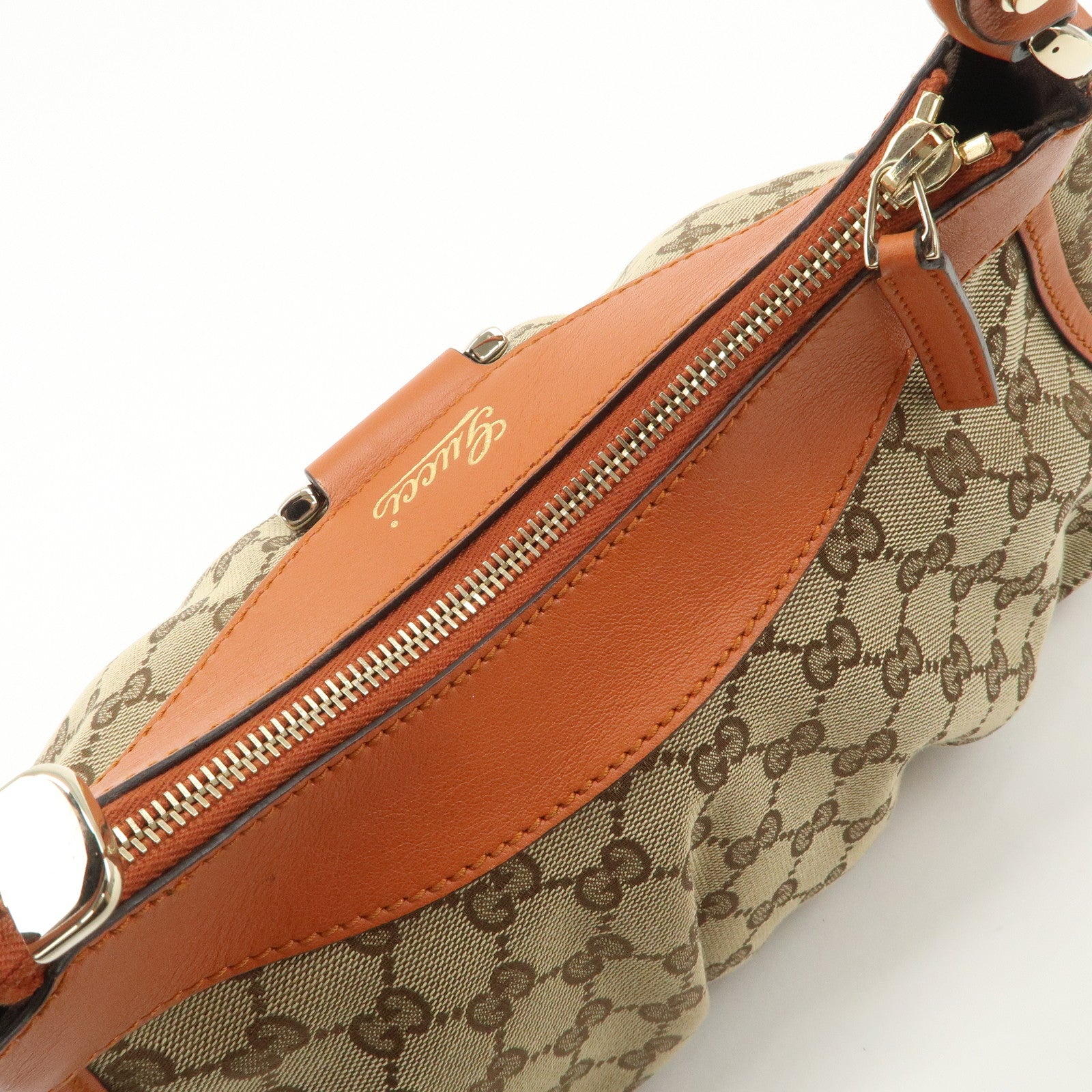 GUCCI Abbey GG Canvas Leather Shoulder Bag Hand Bag Beige 190525