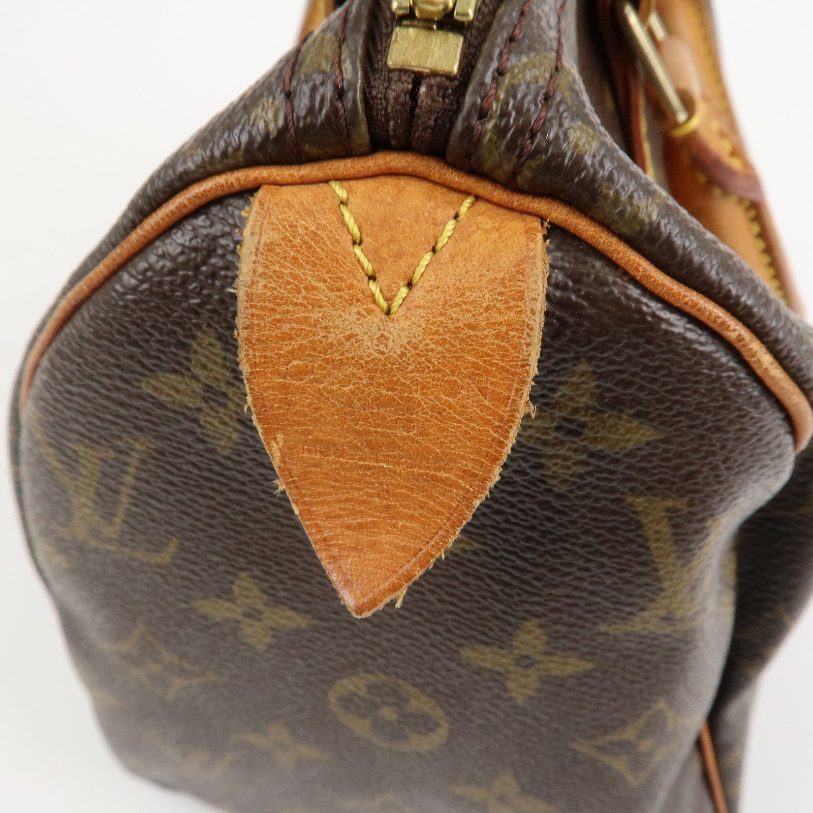 Louis Vuitton Monogram Canvas Leather Speedy 25 Boston Bag M41528