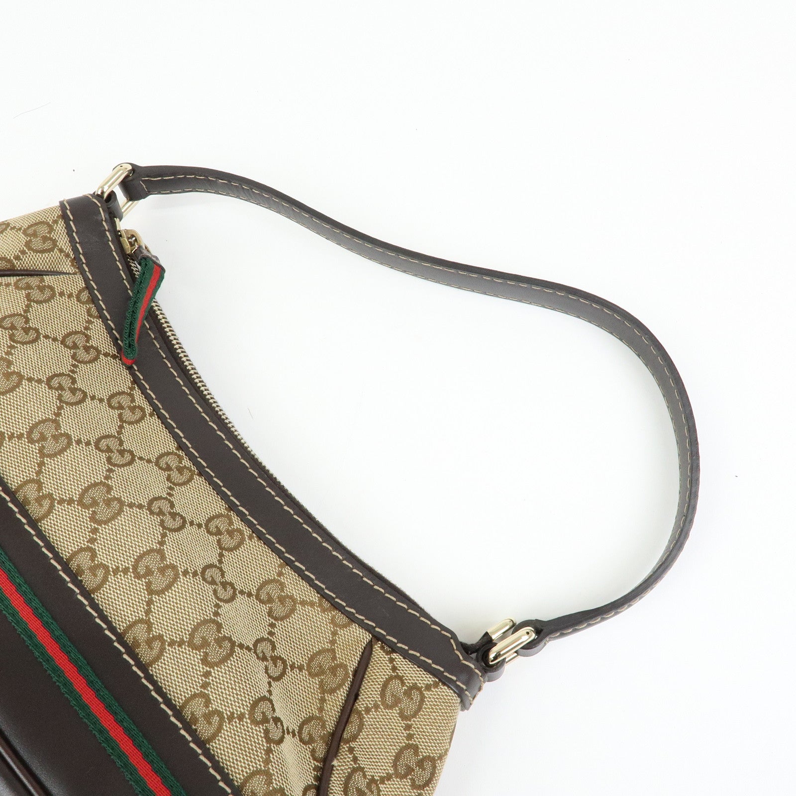 GUCCI Mayfair Sherry GG Canvas Leather Shoulder Bag Beige 269893