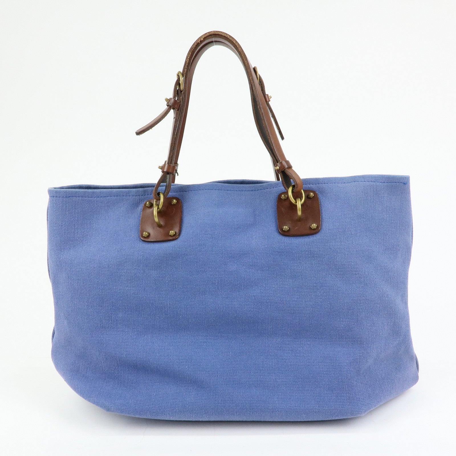 BOTTEGA VENETA Canvas Leather Tote Bag Shoulder Bag Blue 170045