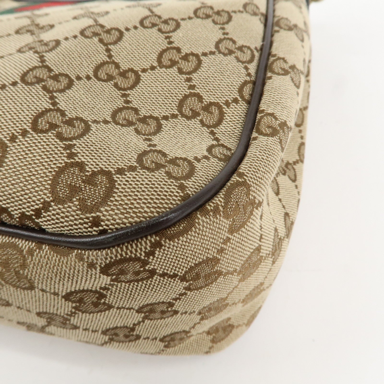 GUCCI Sherry GG Canvas Leather Shoulder Bag Beige 388921 Used