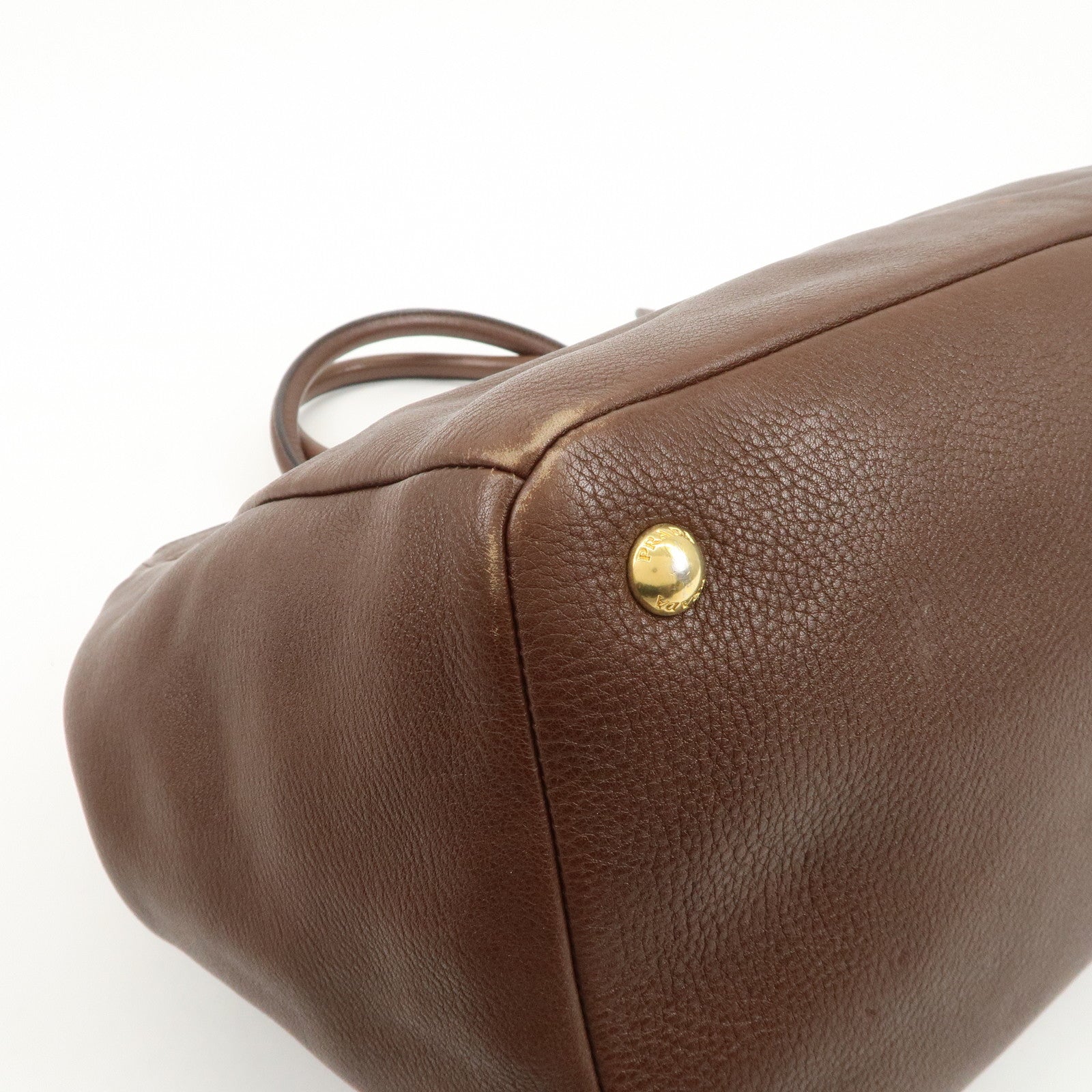 PRADA Vitello Daino Leather 2Way Shoulder Bag Tote Bag Brown BR4393