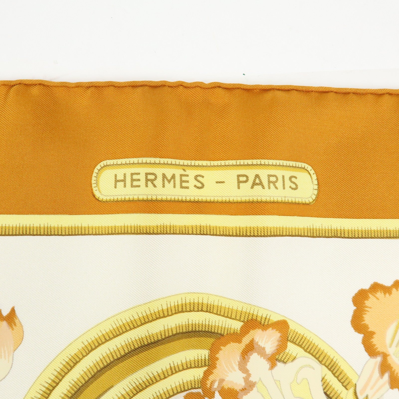HERMES Carre Silk 100% Scarf Caraibes Oiseaux Light Brown