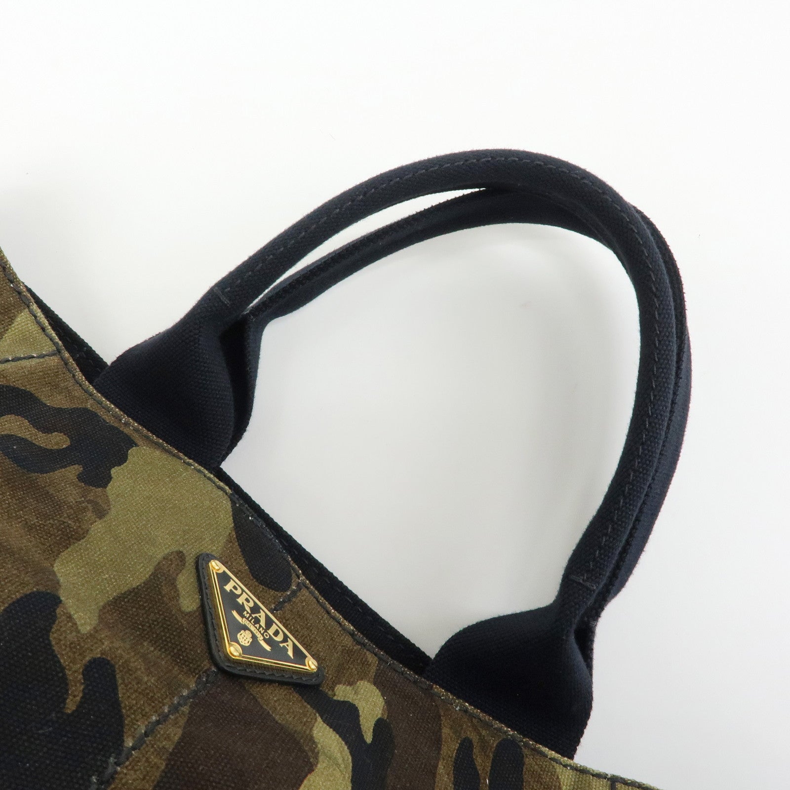 PRADA Triangle Logo Canapa Large Canvas Tote Bag Camouflage B1872B