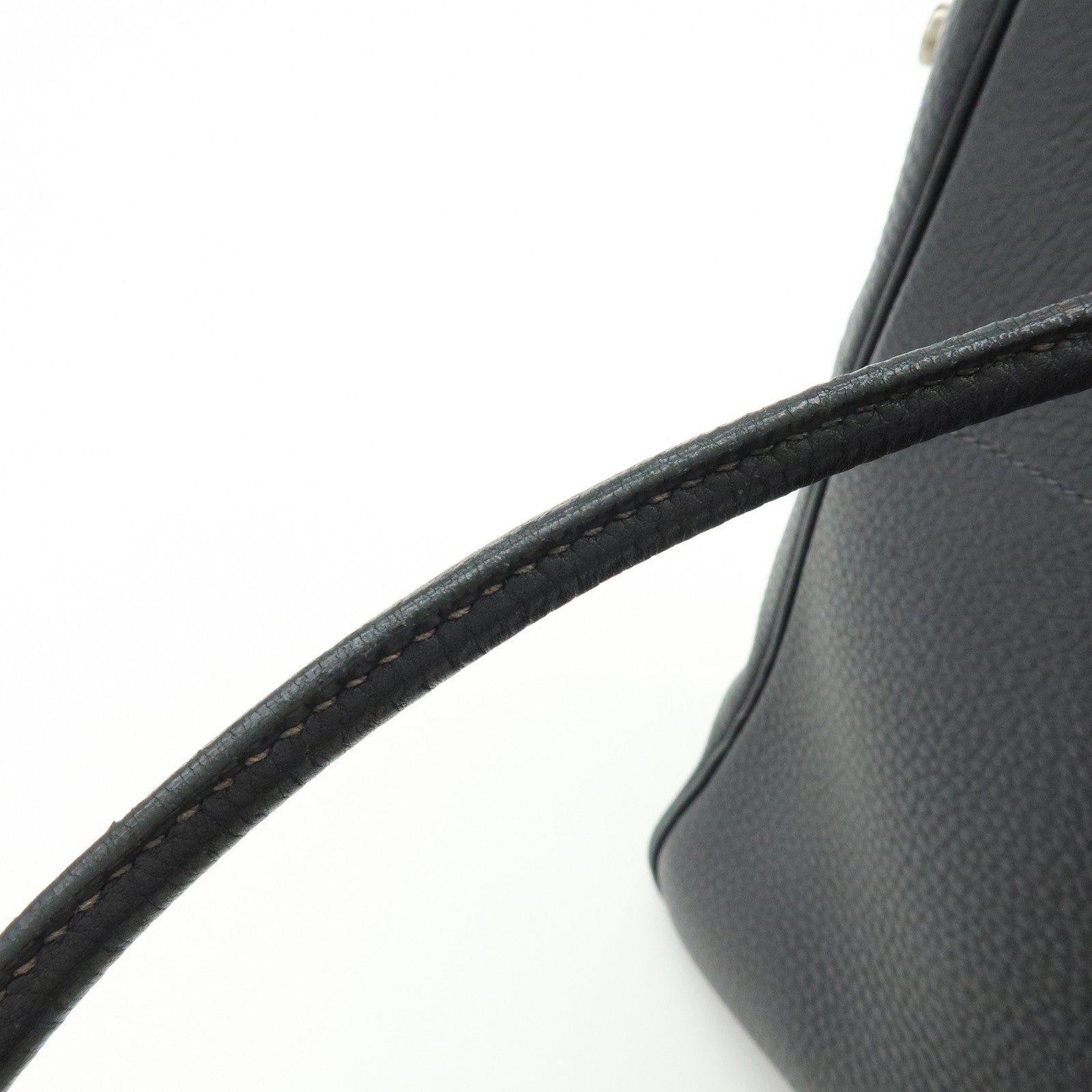 HERMES La Togo Leather Tote Bag Shoulder Bag Hand Bag Black