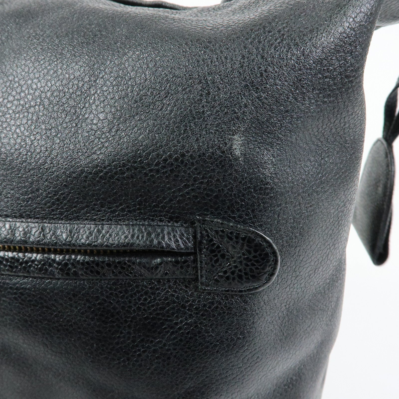CHANEL Large COCO Mark Cavairskin Shoulder Bag Black